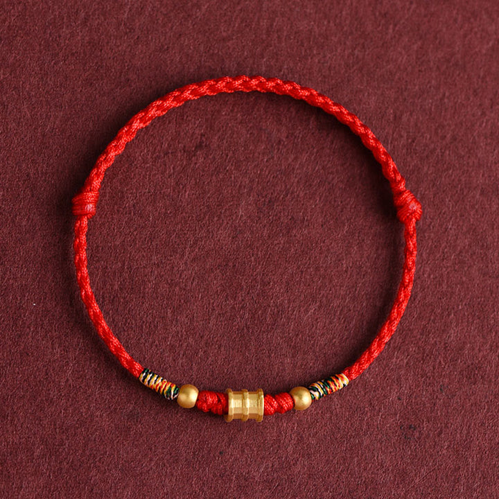 Buddha Stones 999 Złote Małe Wiadro Kształt Projekt Ręcznie Robiony Szczęście Pleciona Lina Bransoletka Na Kostkę - Bransoletka na kostkę (obwód 18-30 cm) - Czerwony - image 12