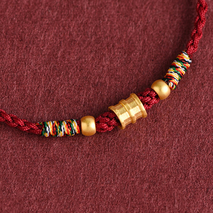 Buddha Stones 999 Złote Małe Wiadro Kształt Projekt Ręcznie Robiony Szczęście Pleciona Lina Bransoletka Na Kostkę - image 7