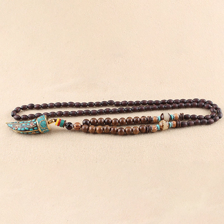 Buddha Stones Tybet Wenge Drewno Om Mani Padme Hum OM Symbol Mantra Wzór Rogu Naszyjnik Ochronny Wisiorek - image 12
