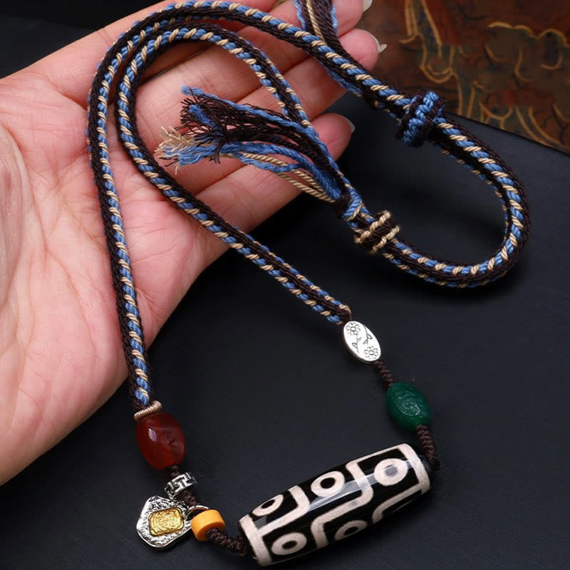Buddha Stones Tybetańskie Dziewięciooki Dzi Koralik Ochrona Pleciony Naszyjnik Wisiorek - Koralik Dziewięciu Oczu (Bogactwo♥Moc) - image 0