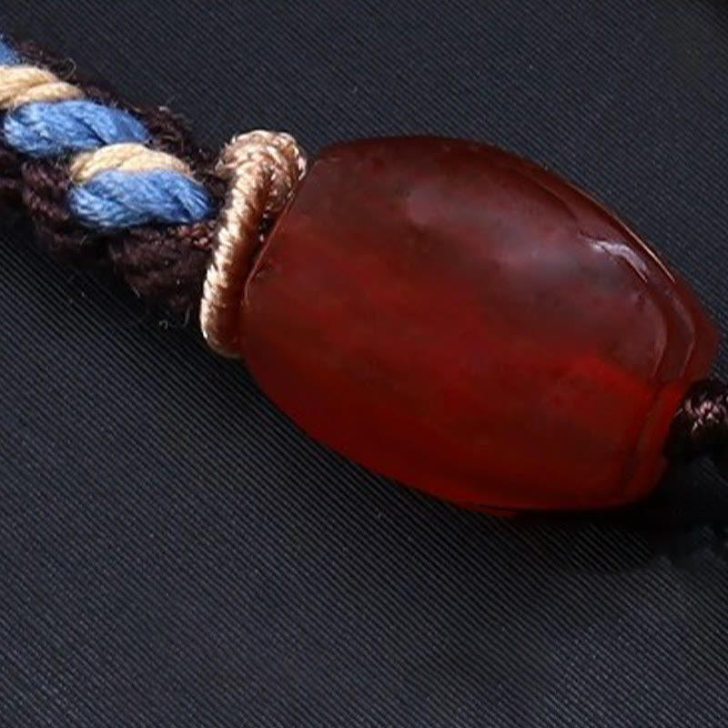 Buddha Stones Tybetańskie Dziewięciooki Dzi Koralik Ochrona Pleciony Naszyjnik Wisiorek