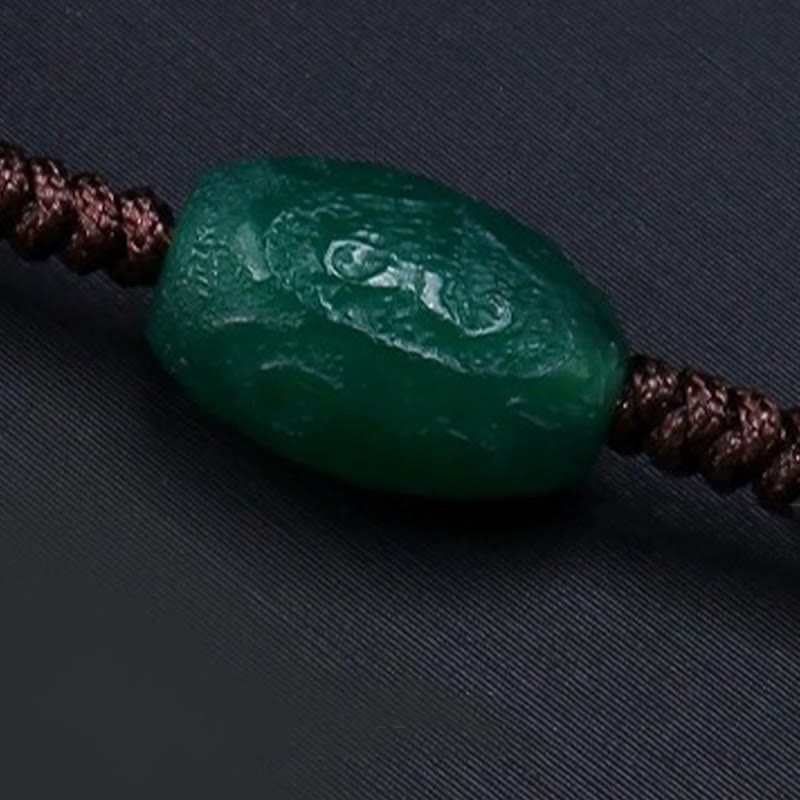 Buddha Stones Tybetańskie Dziewięciooki Dzi Koralik Ochrona Pleciony Naszyjnik Wisiorek