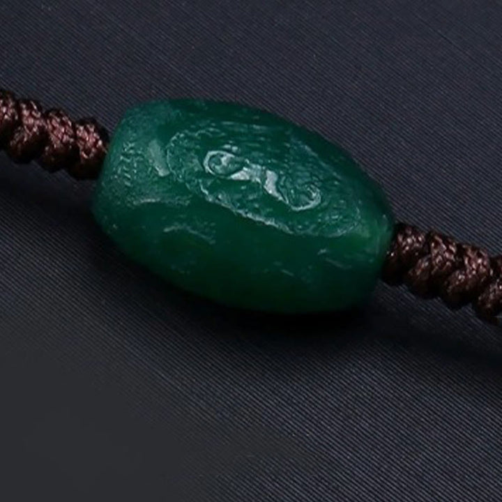 Buddha Stones Tybetańskie Dziewięciooki Dzi Koralik Ochrona Pleciony Naszyjnik Wisiorek
