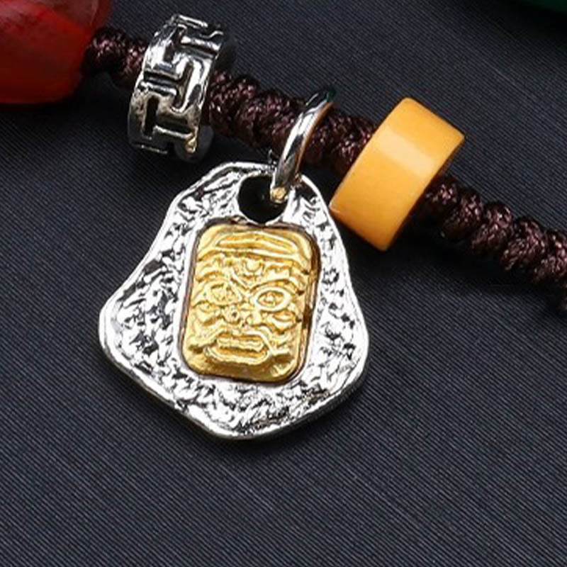 Buddha Stones Tybetańskie Dziewięciooki Dzi Koralik Ochrona Pleciony Naszyjnik Wisiorek