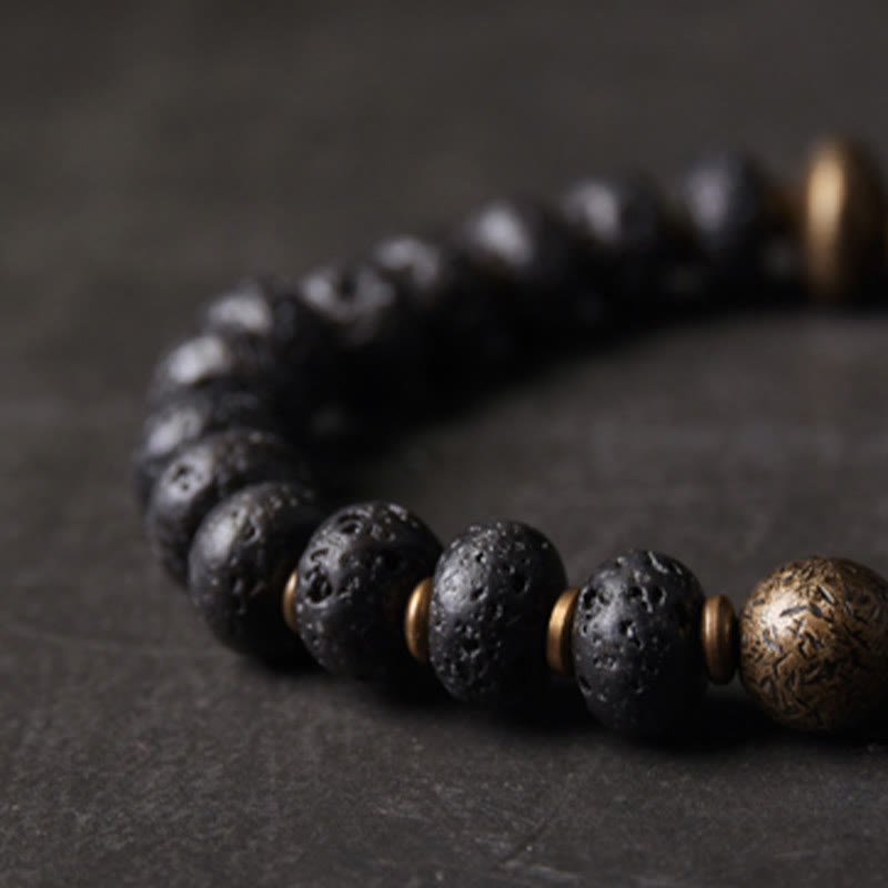 Buddha Stones, koraliki z lawy, pochłaniające negatywną energię, bransoletka z miedzi