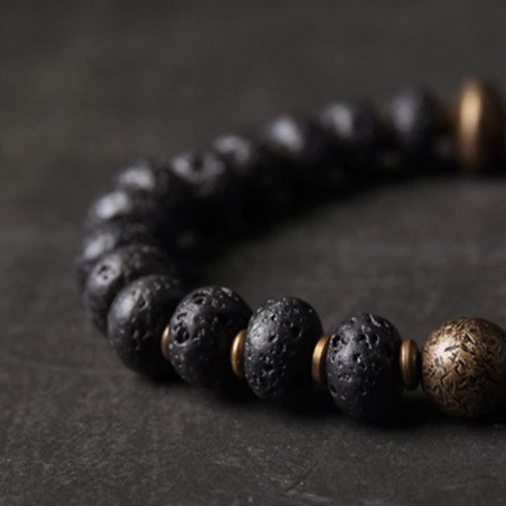 Buddha Stones, koraliki z lawy, pochłaniające negatywną energię, bransoletka z miedzi