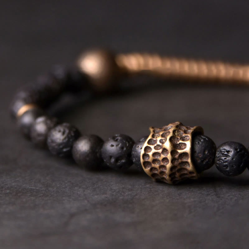 Buddha Stones wspierają uzdrawiającą bransoletkę z koralików z lawy wulkanicznej z miedzi