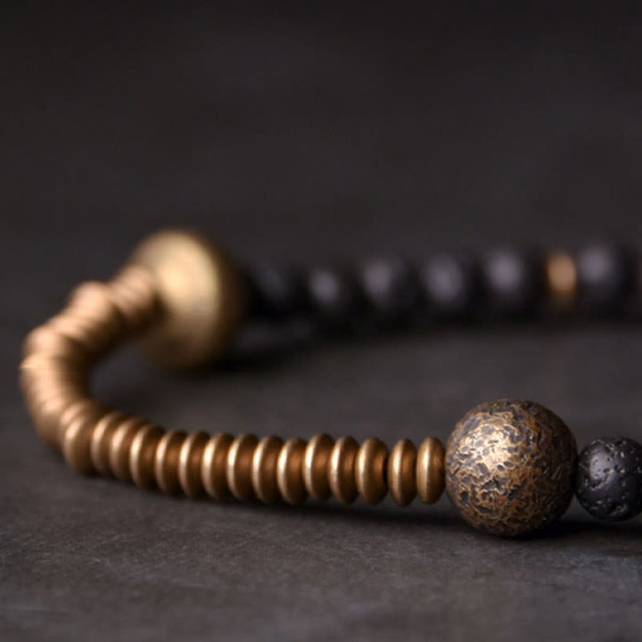 Buddha Stones wspierają uzdrawiającą bransoletkę z koralików z lawy wulkanicznej z miedzi