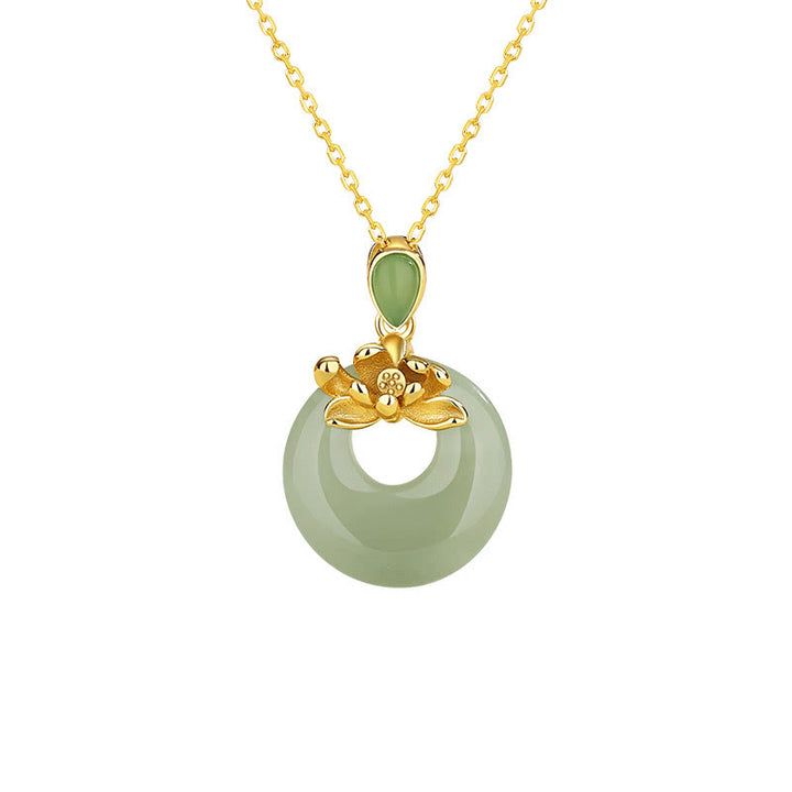 Naszyjnik z Buddha Stones Jade Lotus Abundance String Pendant