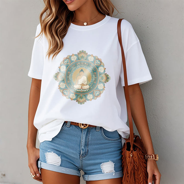 Buddha Stones Mandala Kwiat Buddy Koszulka T-shirt - image 4