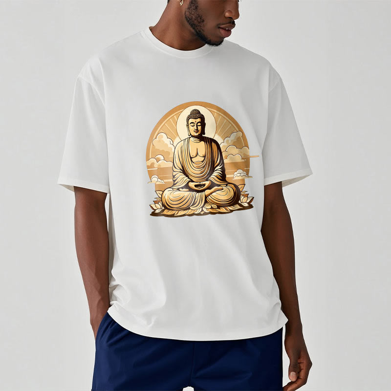 Buddha Stones Słońce Pomyślne Chmury Budda Koszulka T-shirt - image 4