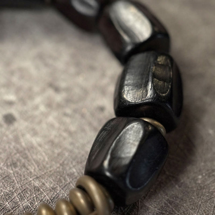 Bransoletka z koralików Buddha Stones Vintage Peace Ebony Wood Copper