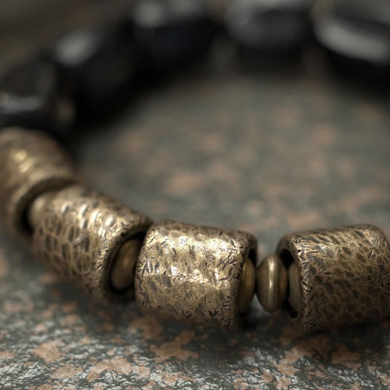 Bransoletka z koralików Buddha Stones Vintage Peace Ebony Wood Copper