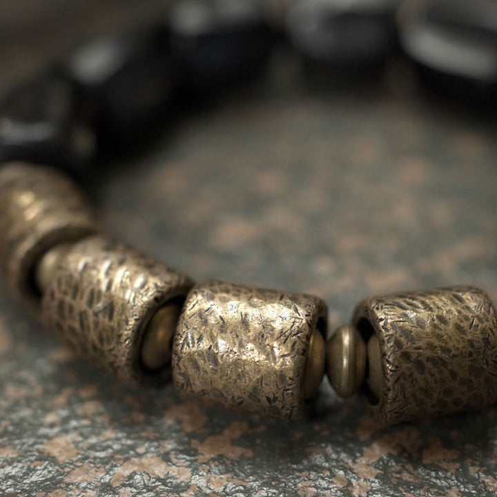 Bransoletka z koralików Buddha Stones Vintage Peace Ebony Wood Copper