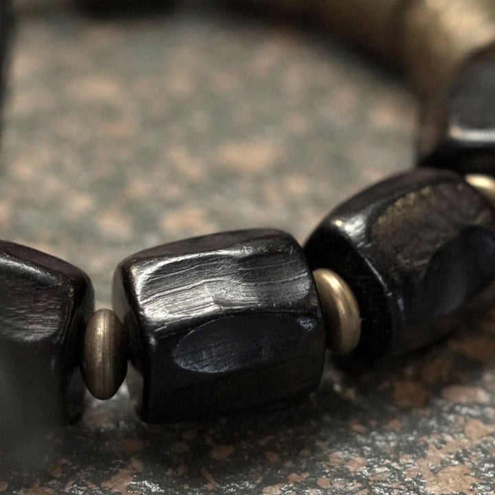 Bransoletka z koralików Buddha Stones Vintage Peace Ebony Wood Copper