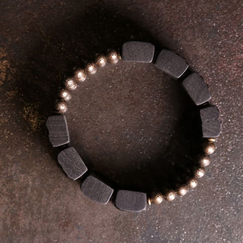 Buddha Stones Vintage Peace Ebony Drewno Miedź Koraliki Równowaga Bransoletka - image 8