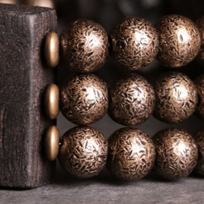 Buddha Stones Vintage Peace Ebony Drewno Miedź Koraliki Równowaga Bransoletka - image 9