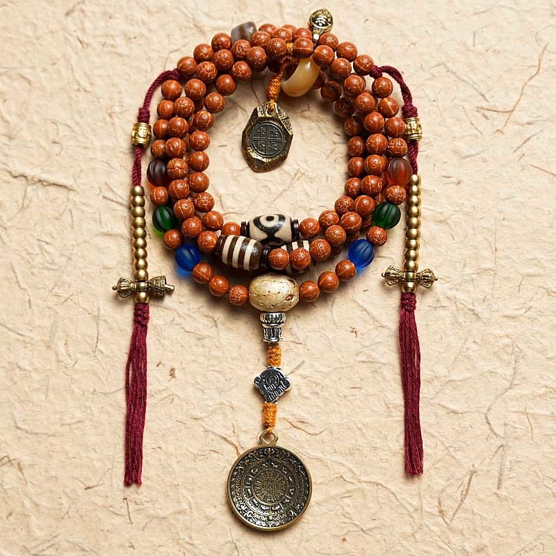 Buddha Stones Tybet Bodhi Nasiona 108 Mala Koraliki Mądrość Pokój Bransoletka Naszyjnik