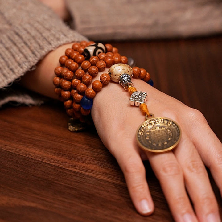 Buddha Stones Tybet Bodhi Nasiona 108 Mala Koraliki Mądrość Pokój Bransoletka Naszyjnik