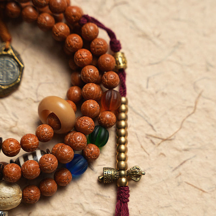 Buddha Stones Tybet Bodhi Nasiona 108 Mala Koraliki Mądrość Pokój Bransoletka Naszyjnik