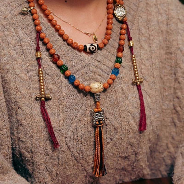 Buddha Stones Tybet Bodhi Nasiona 108 Mala Koraliki Mądrość Pokój Bransoletka Naszyjnik