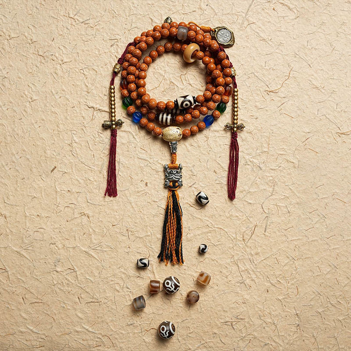 Buddha Stones Tybet Bodhi Nasiona 108 Mala Koraliki Mądrość Pokój Bransoletka Naszyjnik