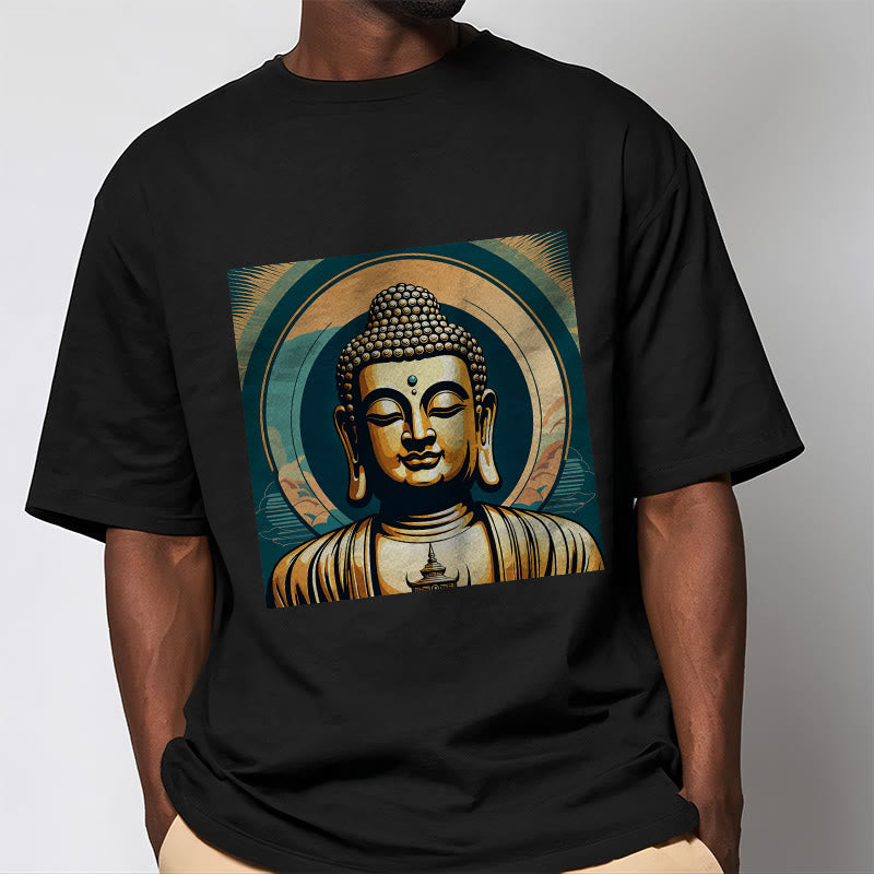 Koszulka z nadrukiem Buddha Stones Aura Golden Buddha - image 1