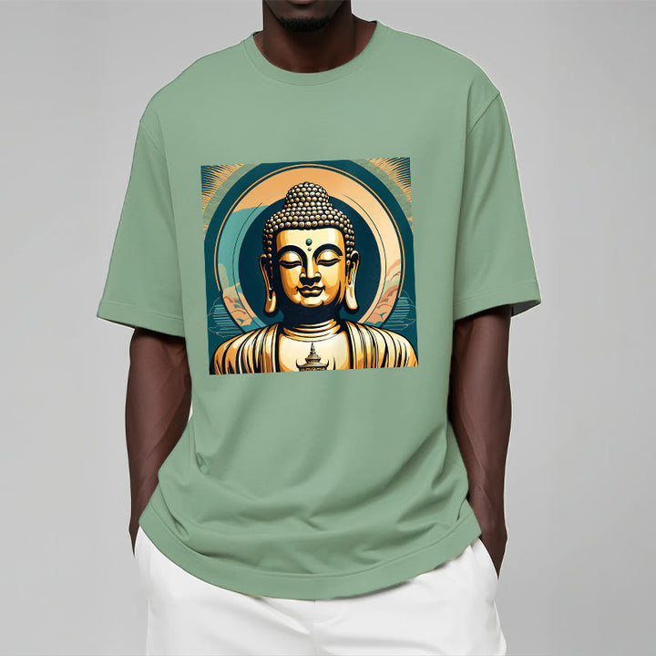 Koszulka z nadrukiem Buddha Stones Aura Golden Buddha - image 14
