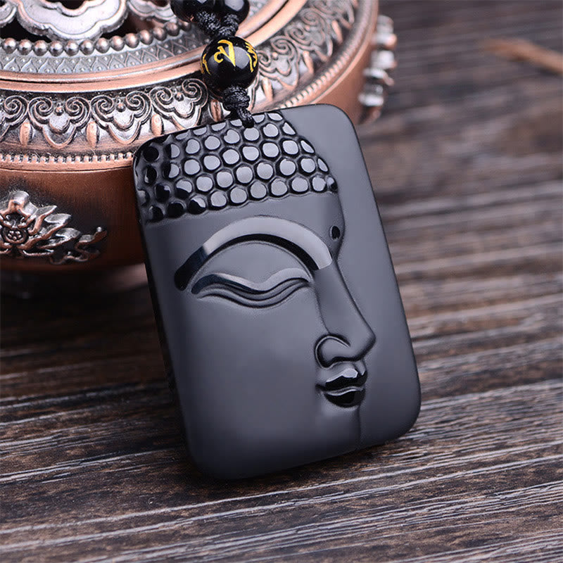Buddha Stones Naturalny Czarny Obsydian Budda Modlitwa Oczyszczająca Szczęście Wisiorek Naszyjnik - image 8