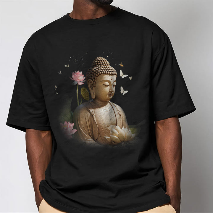 Buddha Stones Lotos Motyl Medytacja Budda Koszulka T-shirt - image 4