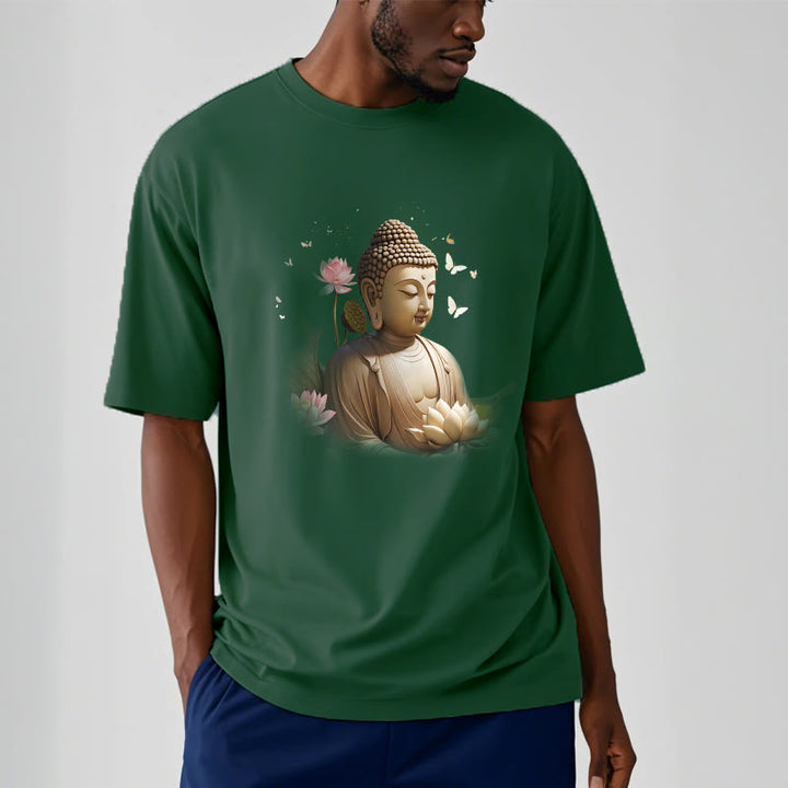Buddha Stones Lotos Motyl Medytacja Budda Koszulka T-shirt - image 10