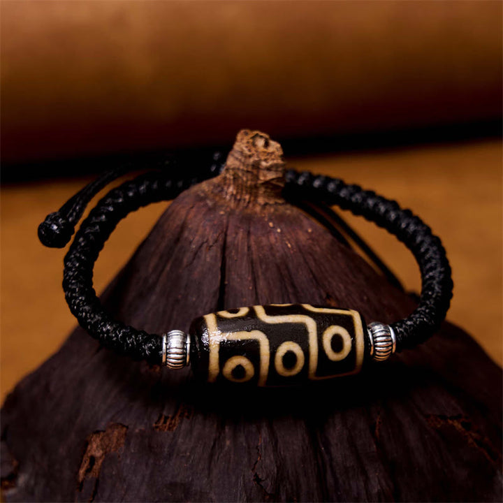 Buddha Stones Tybetańskie Dziewięciooczne Koraliki Dzi Trójoczne Koraliki Dzi Bransoletka z Liny Ochronnej Bogactwa