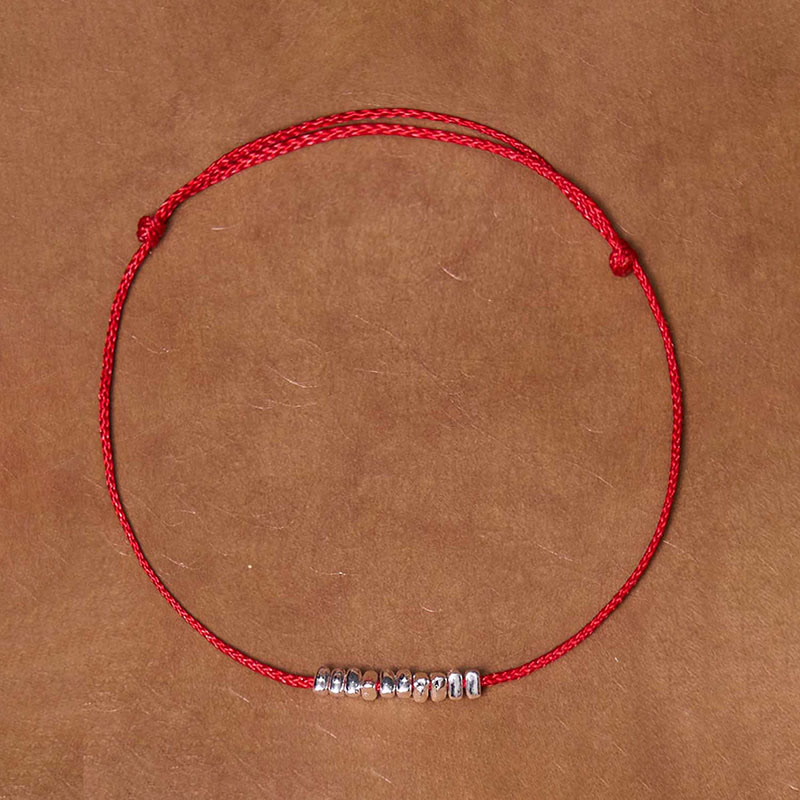 Buddha Stones Ręcznie robione 925 Srebro Sterling Małe kawałki Ochrona Pleciona Ultracienka Bransoletka Lina - image 12