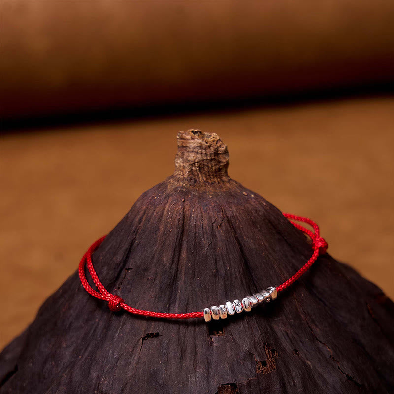 Buddha Stones Ręcznie robione 925 Srebro Sterling Małe kawałki Ochrona Pleciona Ultracienka Bransoletka Lina