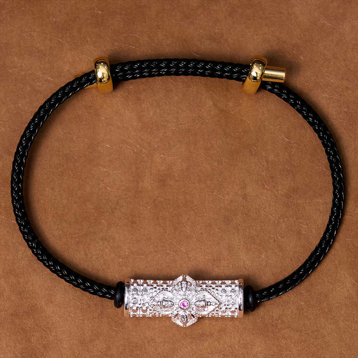 Bransoletka z czerwonego sznurka z miedzianymi Buddha Stones