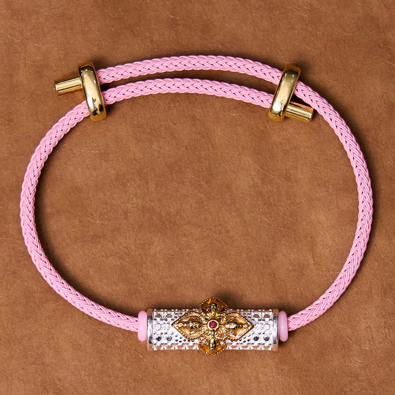 Bransoletka z czerwonego sznurka z miedzianymi Buddha Stones