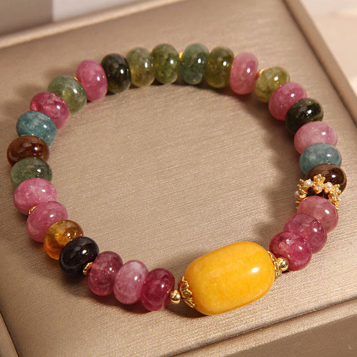 Bransoletka Buddha Stones Natural Tourmaline Topaz Positive