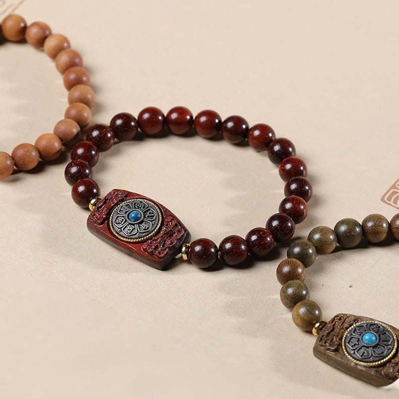 Buddha Stones Małe Liście Czerwone Drzewo Sandałowe Zielone Drzewo Sandałowe Sześć Prawdziwych Słów Bransoletka Pokoju