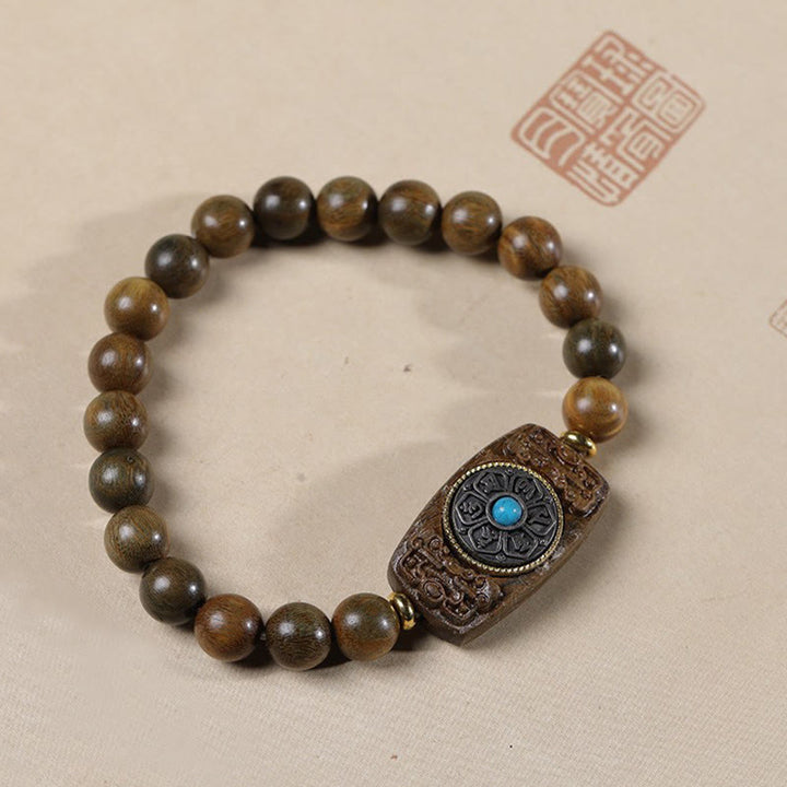 Buddha Stones Małe Liście Czerwone Drzewo Sandałowe Zielone Drzewo Sandałowe Sześć Prawdziwych Słów Bransoletka Pokoju