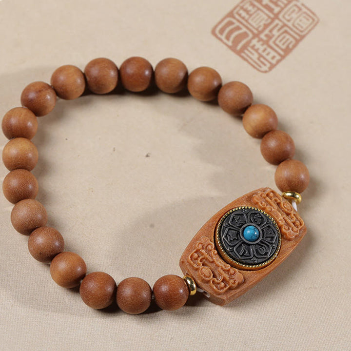 Buddha Stones Małe Liście Czerwone Drzewo Sandałowe Zielone Drzewo Sandałowe Sześć Prawdziwych Słów Bransoletka Pokoju
