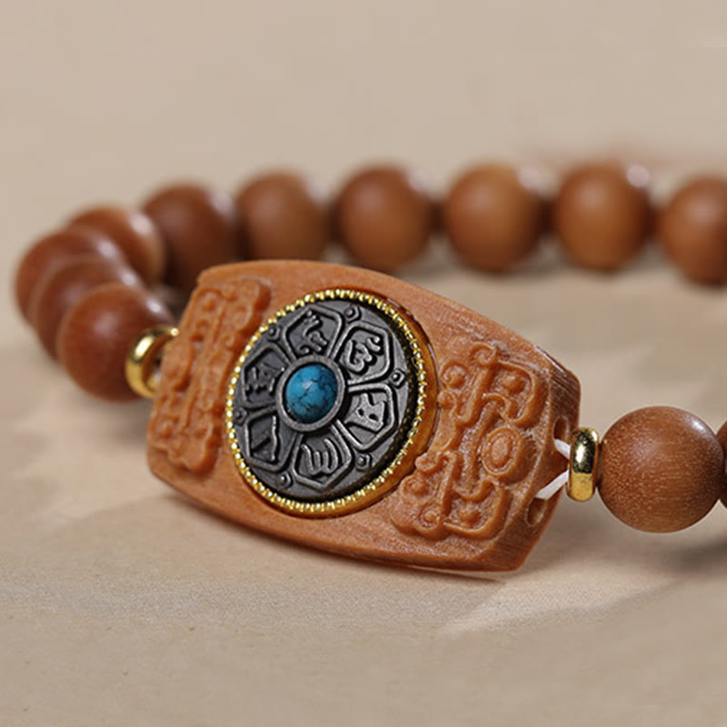 Buddha Stones Małe Liście Czerwone Drzewo Sandałowe Zielone Drzewo Sandałowe Sześć Prawdziwych Słów Bransoletka Pokoju