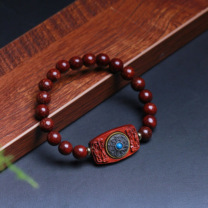 Buddha Stones Małe Liście Czerwone Drzewo Sandałowe Zielone Drzewo Sandałowe Sześć Prawdziwych Słów Bransoletka Pokoju