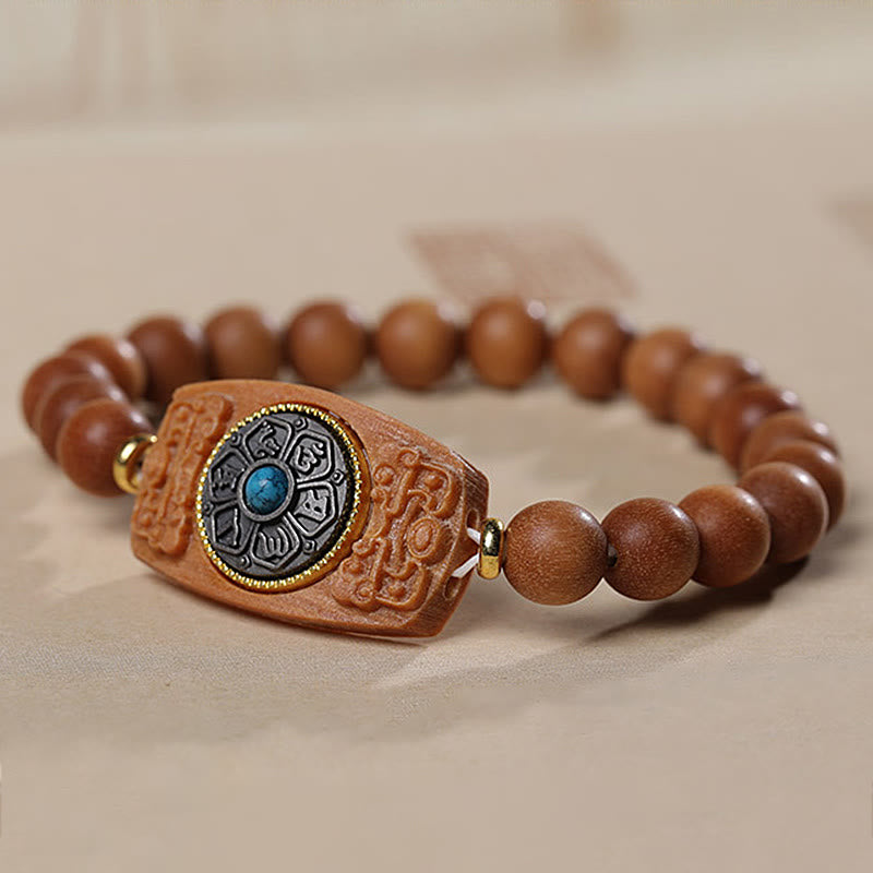 Buddha Stones Małe Liście Czerwone Drzewo Sandałowe Zielone Drzewo Sandałowe Sześć Prawdziwych Słów Bransoletka Pokoju