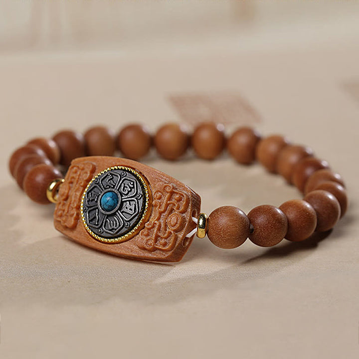 Buddha Stones Małe Liście Czerwone Drzewo Sandałowe Zielone Drzewo Sandałowe Sześć Prawdziwych Słów Bransoletka Pokoju
