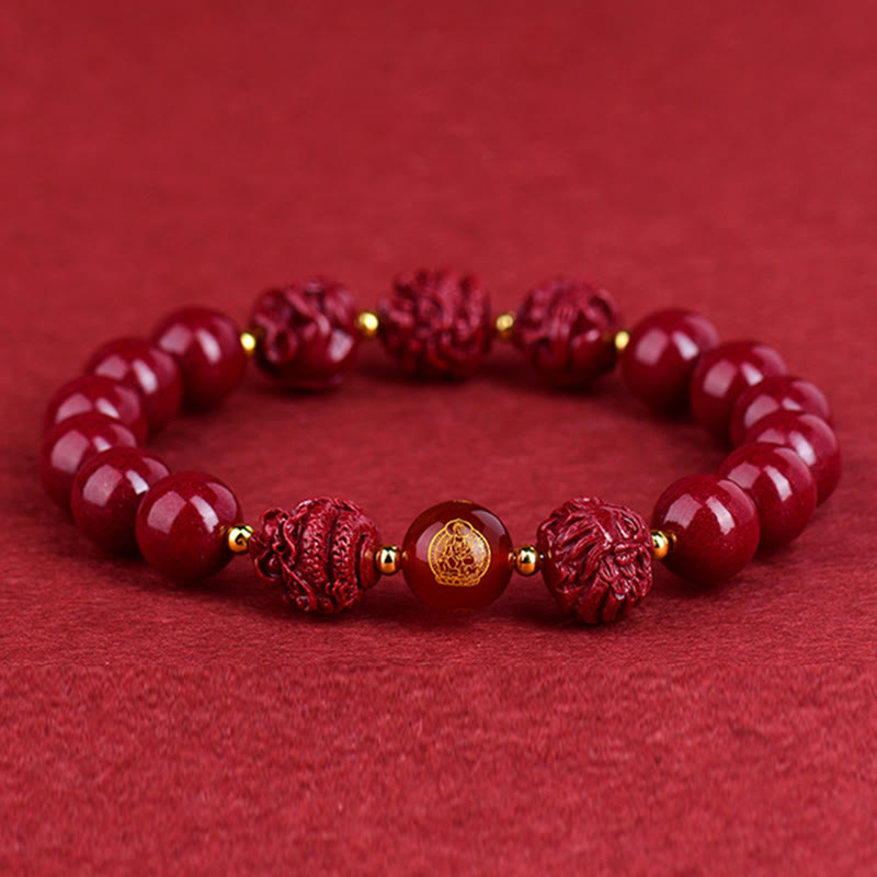 Buddha Stones Chiński Zodiak Cynober Trzymający Z dala Złe Duchy Błogosławieństwo Bransoletka
