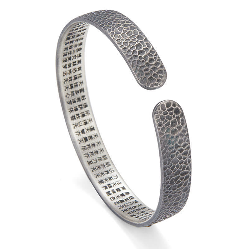 Buddha Stones Retro 999 Srebro Sterlingowe Sutra Serca Pomyślna Chmura Bogactwo Mankiet Bransoletka Bangle - image 1