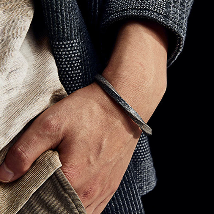 Buddha Stones Retro 999 Srebro Sterlingowe Pętla Möbiusa Wieczna Miłość Mankiet Bransoletka Bangle