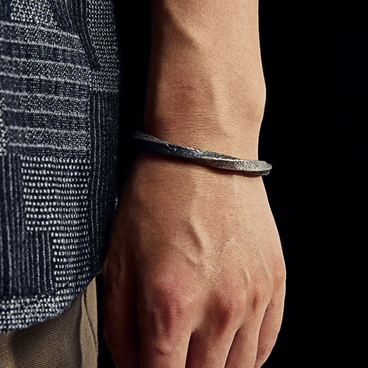 Buddha Stones Retro 999 Srebro Sterlingowe Pętla Möbiusa Wieczna Miłość Mankiet Bransoletka Bangle