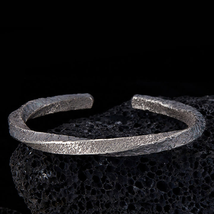 Buddha Stones Retro 999 Srebro Sterlingowe Pętla Möbiusa Wieczna Miłość Mankiet Bransoletka Bangle