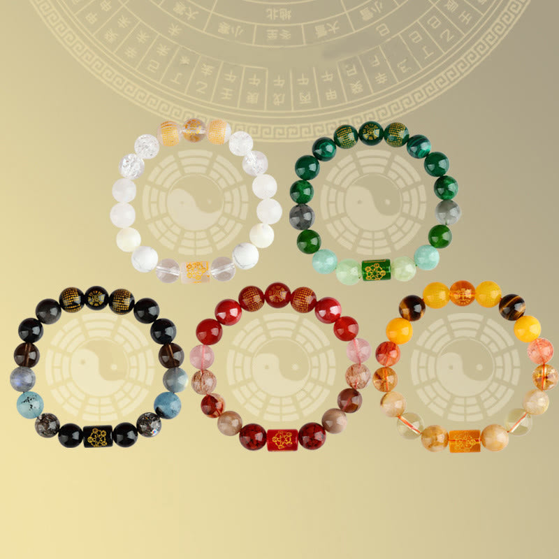 Buddha Stones Pięć Elementów Bóg Bogactwa Różnorodny Kryształ Agat Bransoletka Bogactwo Szczęście